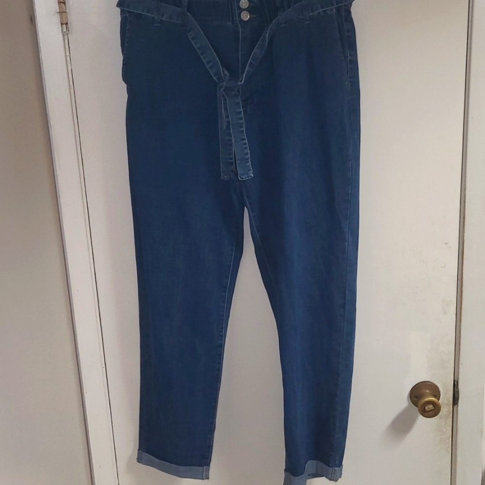 Sky Plus paper bag waist jeans